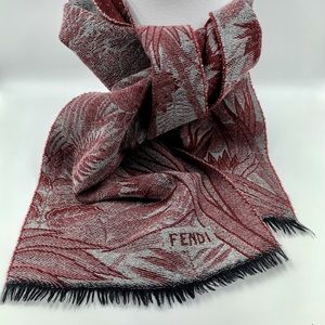 Fendi reversible Lotus/Rising Sun stole/scarf, wool blend, great condition